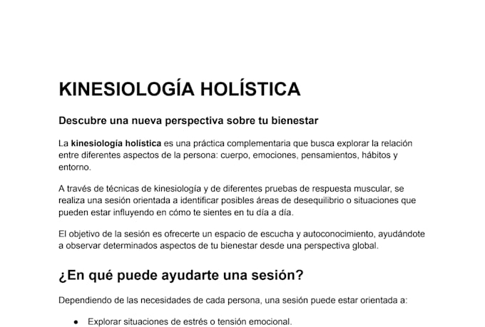 provide a personalized kinesiology session for holistic wellbeing